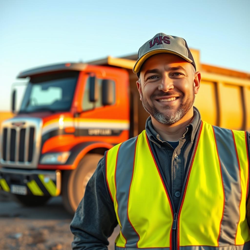 A dump truck operator and hauling contractor on a jobsite