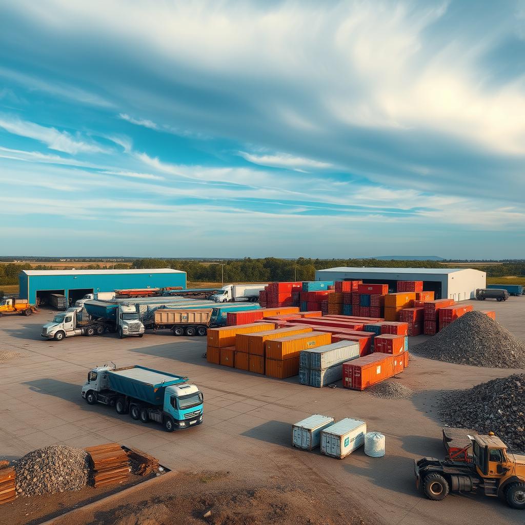 Debris hauling trucks and roll-off containers at a regional jobsite — national coverage